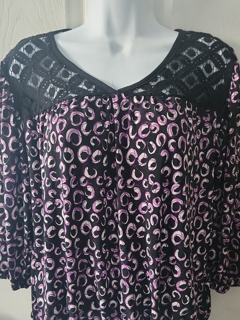 Van Heusen Black Lace Overlay Top